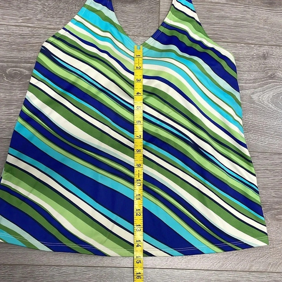 NWOT L.L. Bean Tankini Halter Swim Top V-Neck Diagonal Striped 10 - Picture 4 of 11